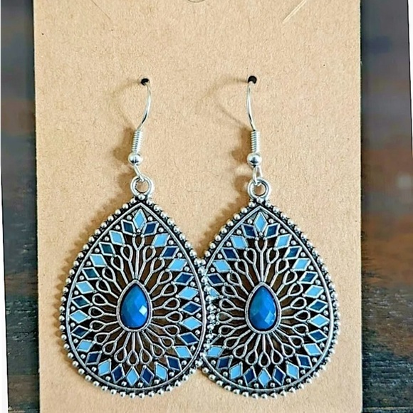 Waterdrop Teal Southwestern TribalBoho Dangle Style‎ Earrings, NWT - Picture 4 of 5